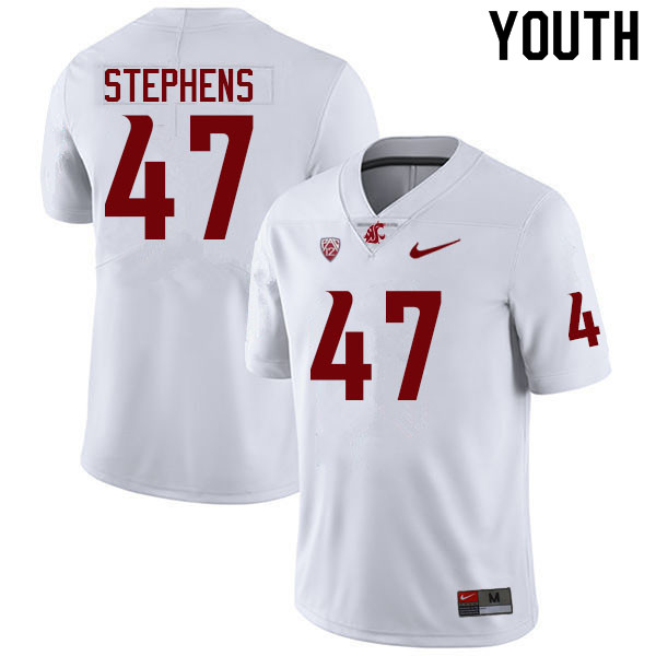 Youth #47 Darnell Stephens Washington State Cougars College Football Jerseys Sale-White - Click Image to Close